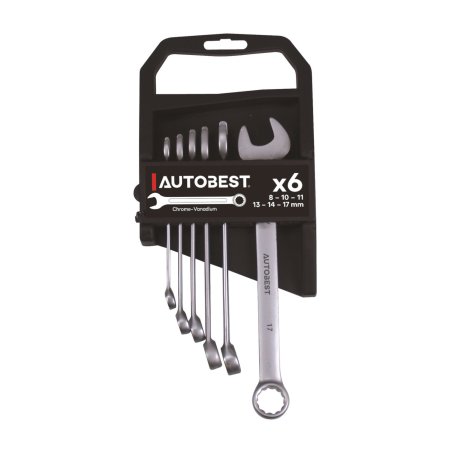 Jeu de 6 clés mixtes Autobest – Chrome-Vanadium satinées 8 à 17 mm | Alt’Auto Réunion